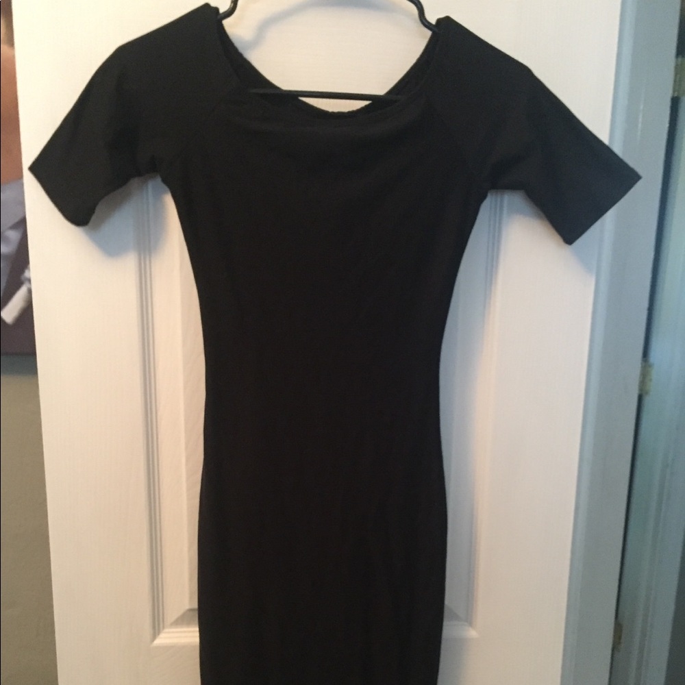 Tight black dress.